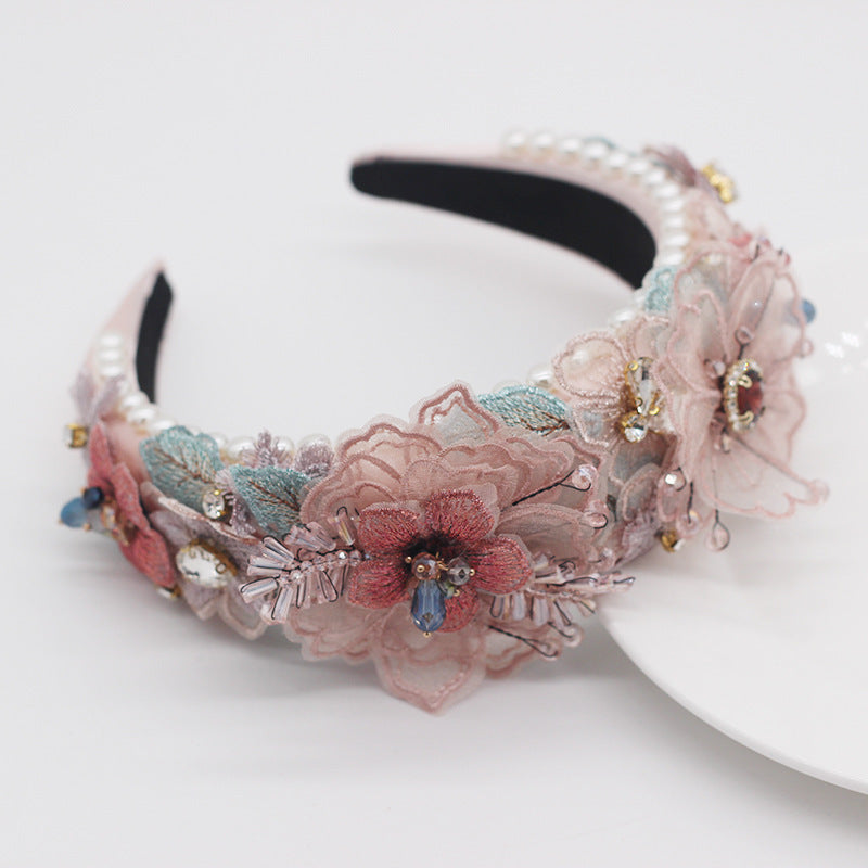 NÉRINE | Party Headpiece (Pearls + Crystals + Lace)
