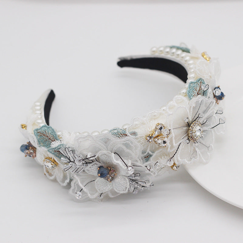 NÉRINE | Party Headpiece (Pearls + Crystals + Lace)
