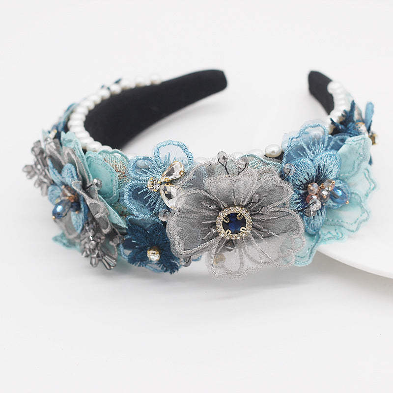NÉRINE | Party Headpiece (Pearls + Crystals + Lace)