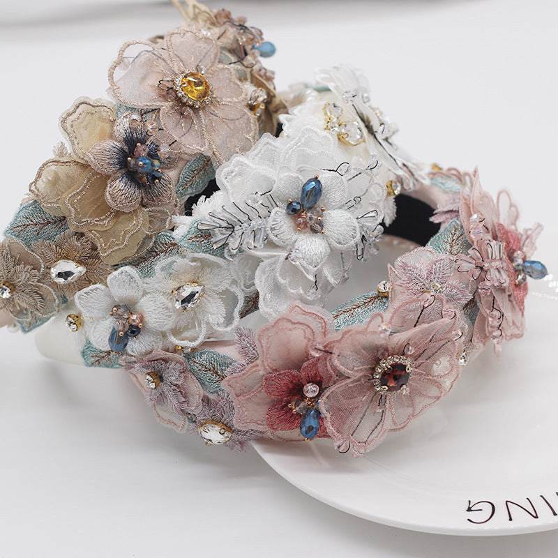 NÉRINE | Party Headpiece (Pearls + Crystals + Lace)