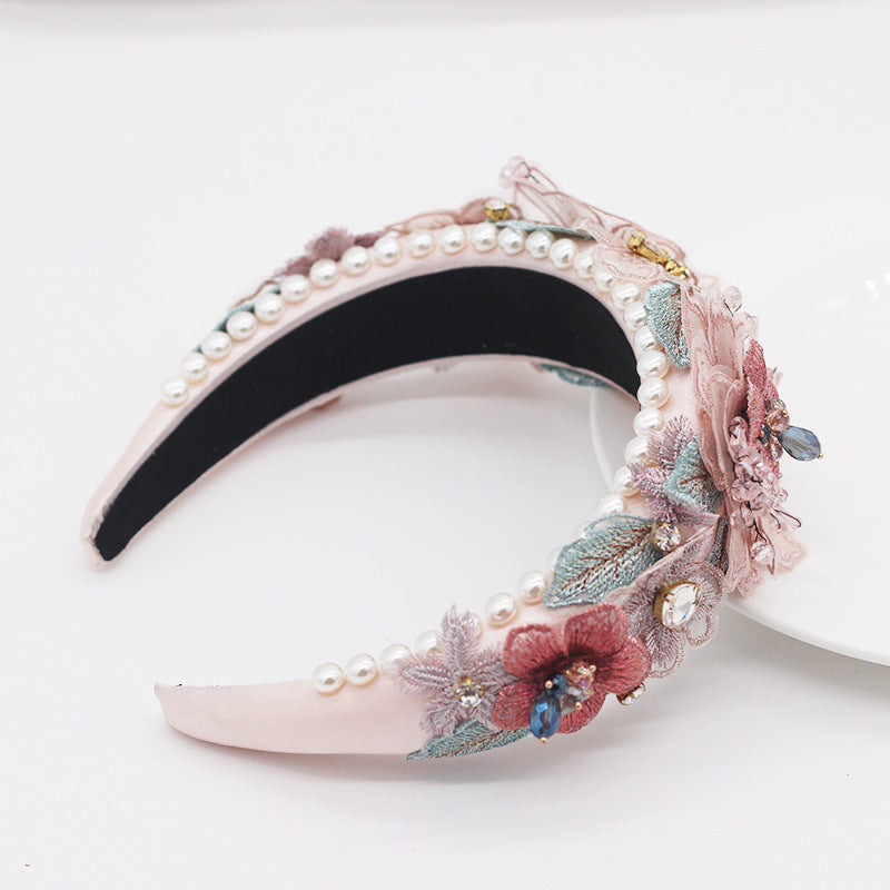 NÉRINE | Party Headpiece (Pearls + Crystals + Lace)