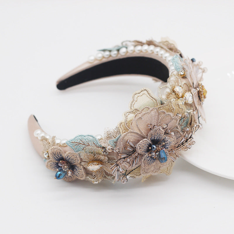 NÉRINE | Party Headpiece (Pearls + Crystals + Lace)