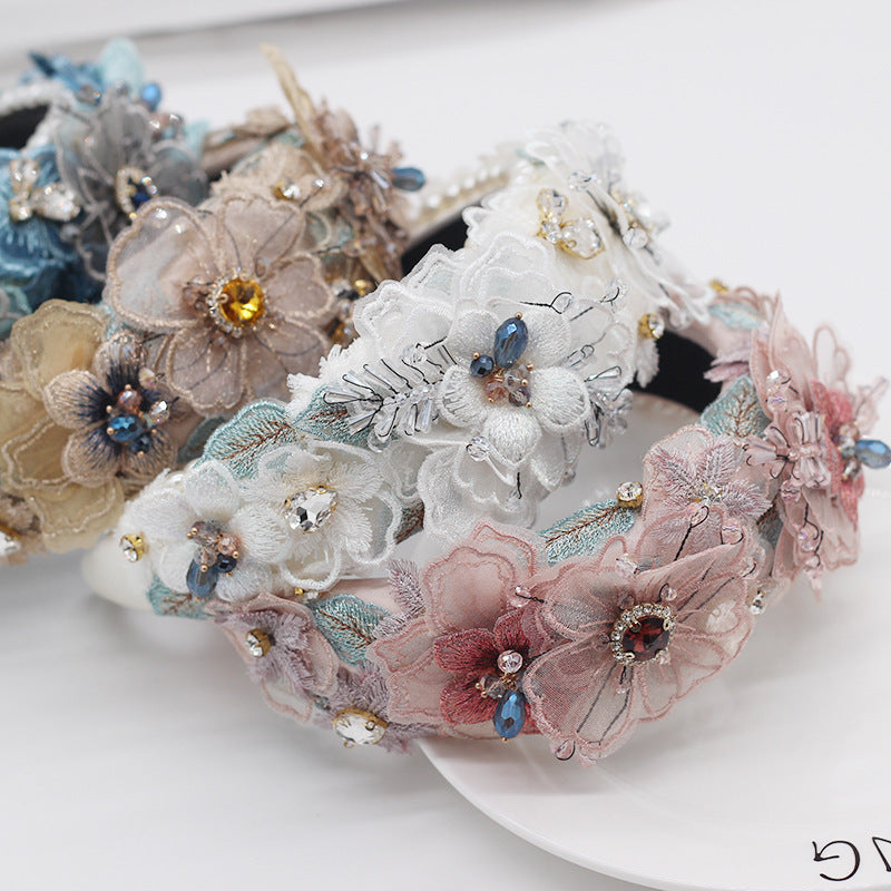 NÉRINE | Party Headpiece (Pearls + Crystals + Lace)